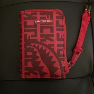 Sprayground Red Shark Pattern Phone Wallet Case